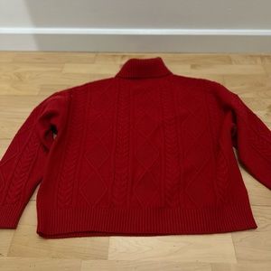 Mango Red Turtleneck Cable Knit Sweater Size Medium